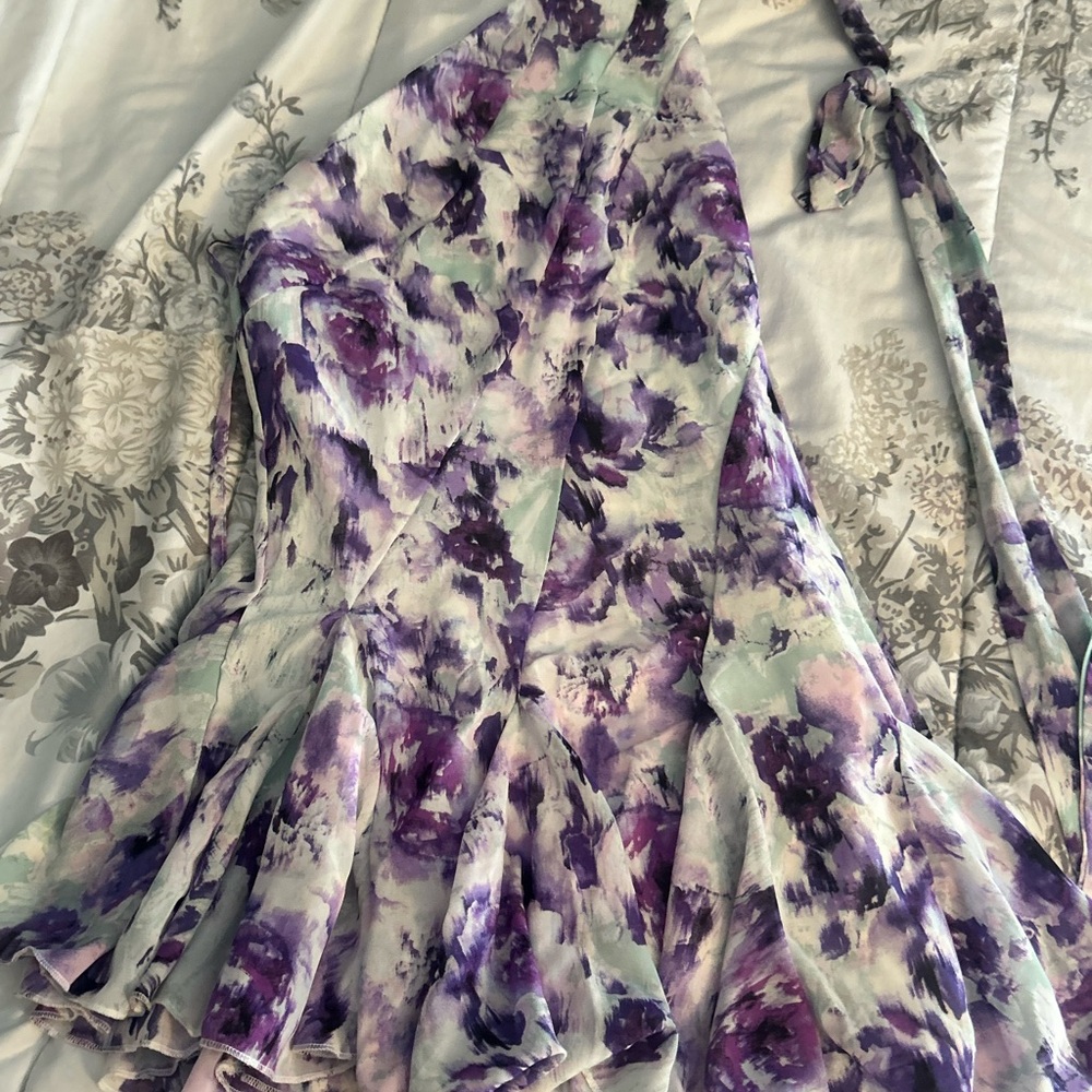 Floral Purple and White Dress